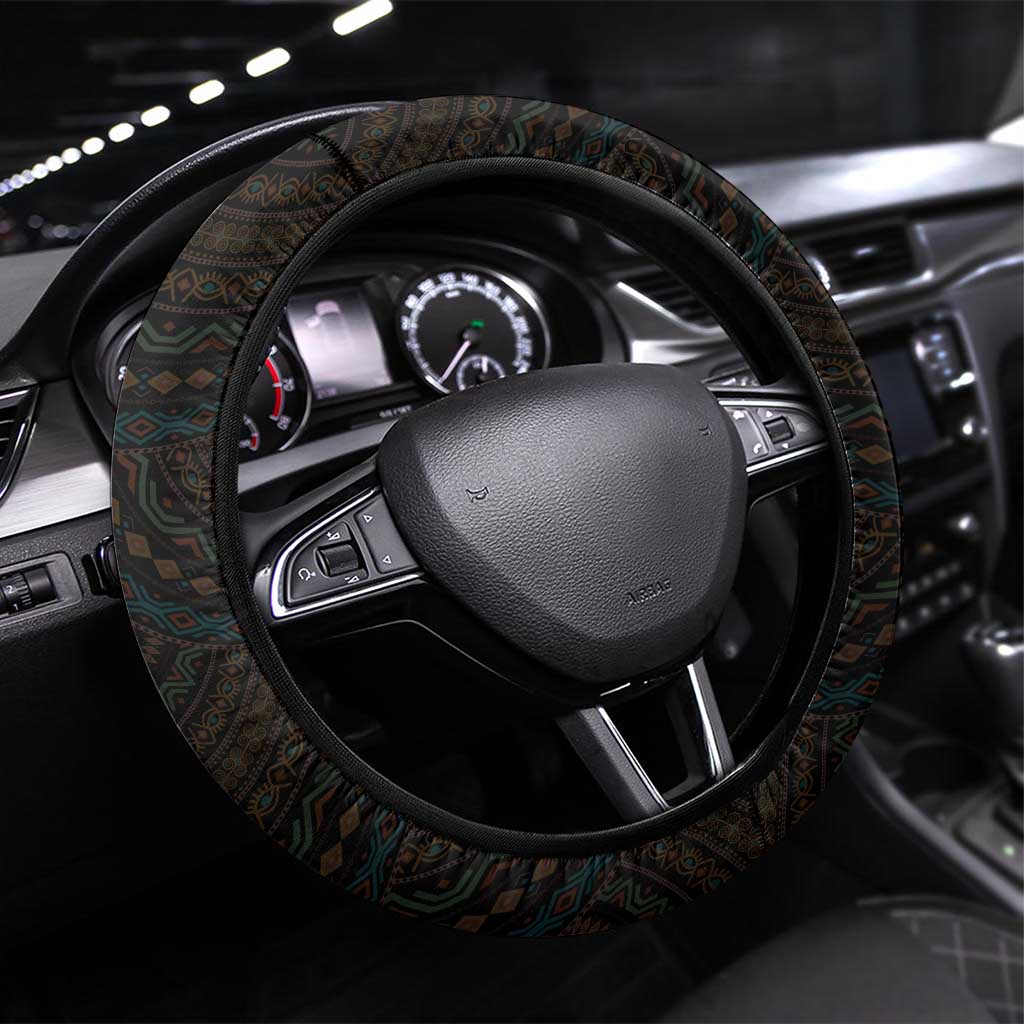 African-American Black Love Day Steering Wheel Cover Sankofa Heart - Nya Akoma