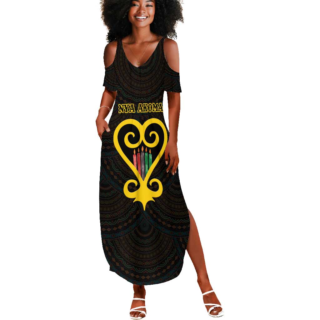 Personalized  African-American Black Love Day Summer Maxi Dress Sankofa Heart - Nya Akoma