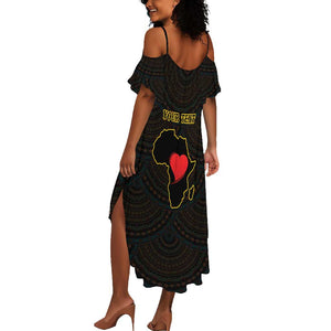 Personalized  African-American Black Love Day Summer Maxi Dress Sankofa Heart - Nya Akoma