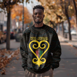 Personalized  African-American Black Love Day Sweatshirt Sankofa Heart - Nya Akoma