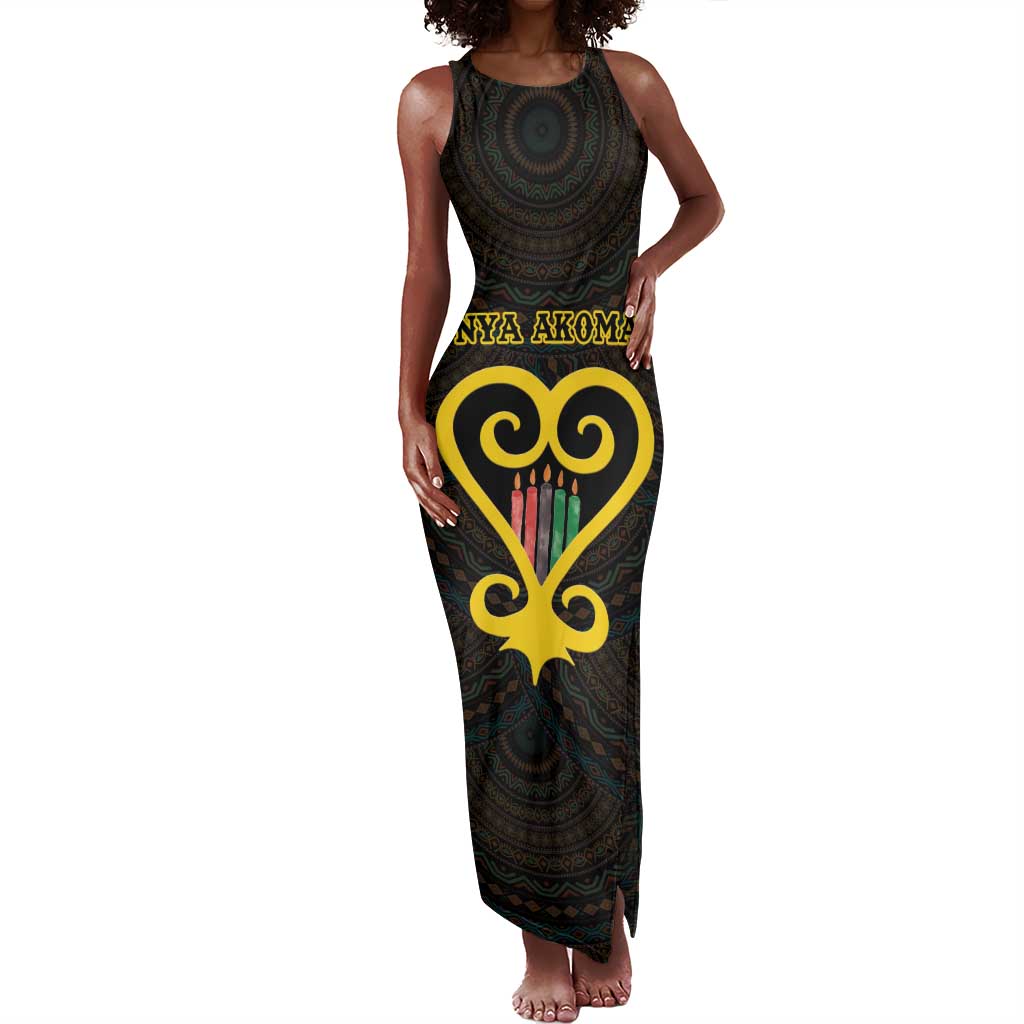 Personalized  African-American Black Love Day Tank Maxi Dress Sankofa Heart - Nya Akoma