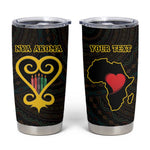 Personalized  African-American Black Love Day Tumbler Cup Sankofa Heart - Nya Akoma