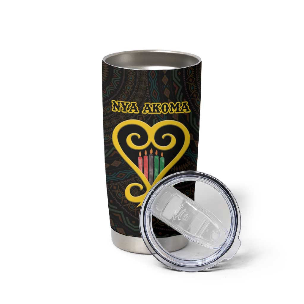 Personalized  African-American Black Love Day Tumbler Cup Sankofa Heart - Nya Akoma