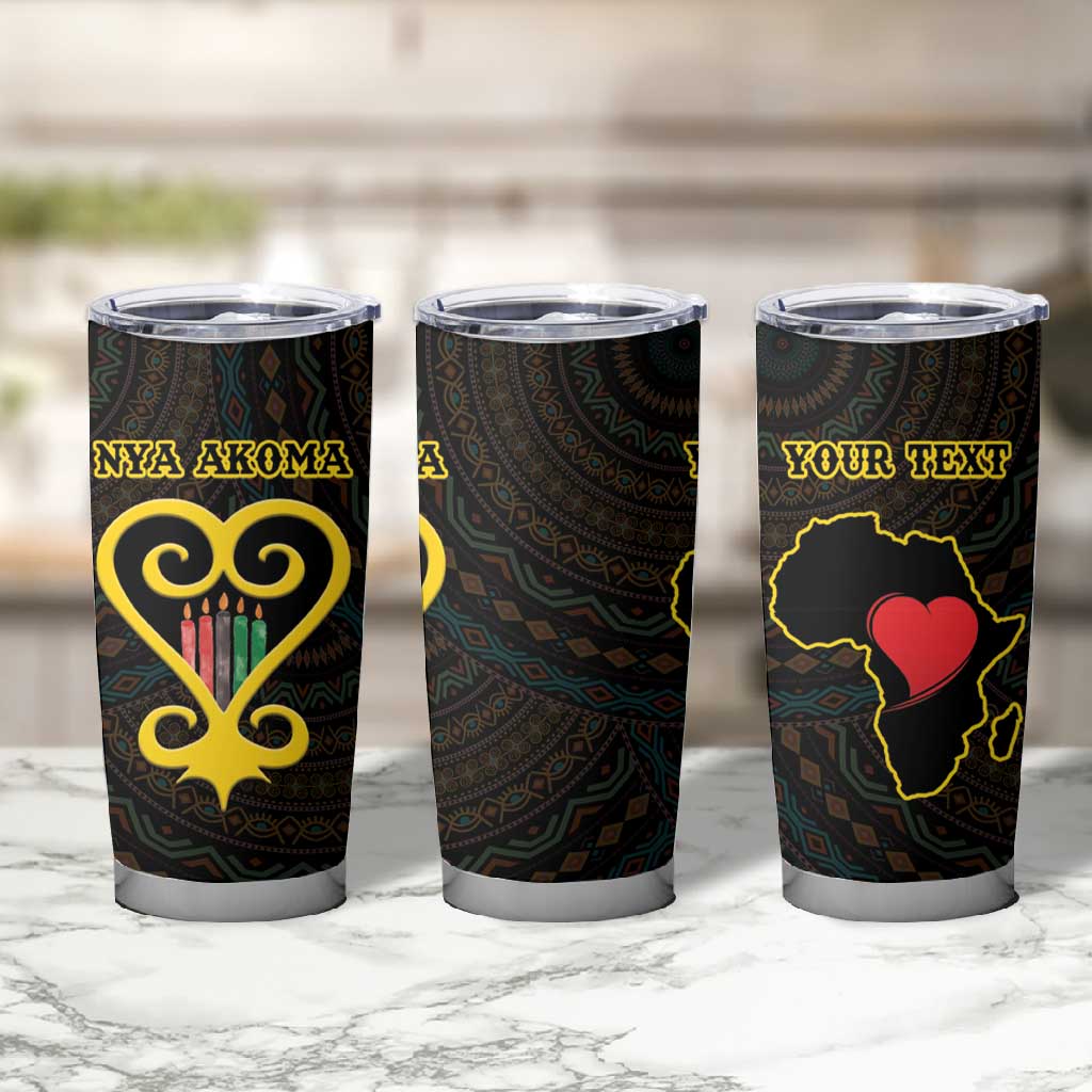 Personalized  African-American Black Love Day Tumbler Cup Sankofa Heart - Nya Akoma