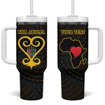 Personalized  African-American Black Love Day Tumbler With Handle Sankofa Heart - Nya Akoma