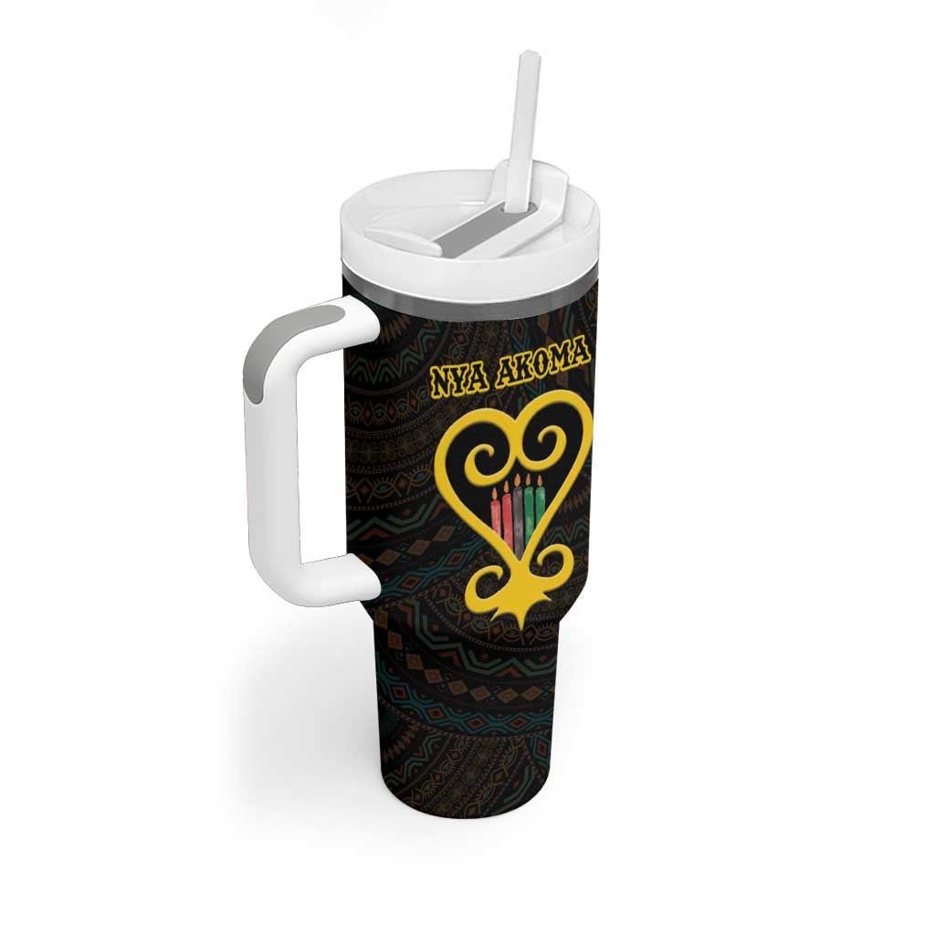 Personalized  African-American Black Love Day Tumbler With Handle Sankofa Heart - Nya Akoma