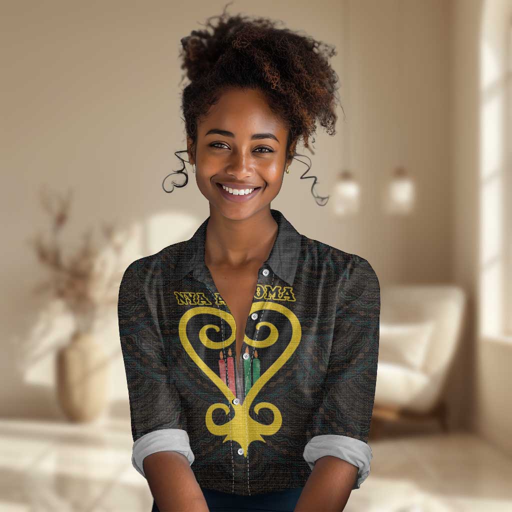 Personalized  African-American Black Love Day Women Casual Shirt Sankofa Heart - Nya Akoma