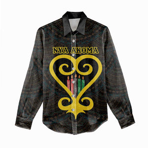 Personalized  African-American Black Love Day Women Casual Shirt Sankofa Heart - Nya Akoma