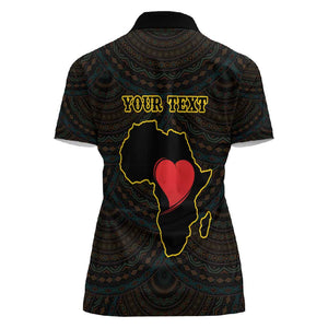 Personalized  African-American Black Love Day Women Polo Shirt Sankofa Heart - Nya Akoma