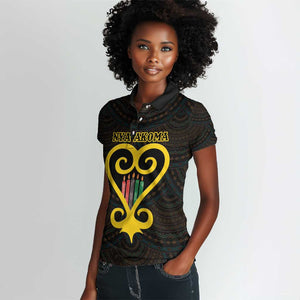 Personalized  African-American Black Love Day Women Polo Shirt Sankofa Heart - Nya Akoma