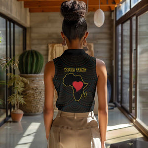 Personalized  African-American Black Love Day Women Sleeveless Polo Shirt Sankofa Heart - Nya Akoma