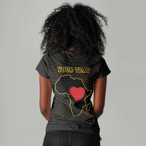 Personalized  African-American Black Love Day Women V-Neck T-Shirt Sankofa Heart - Nya Akoma