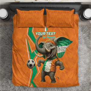 Custom Afro Ivory Coast Football Bedding Set Go Champions