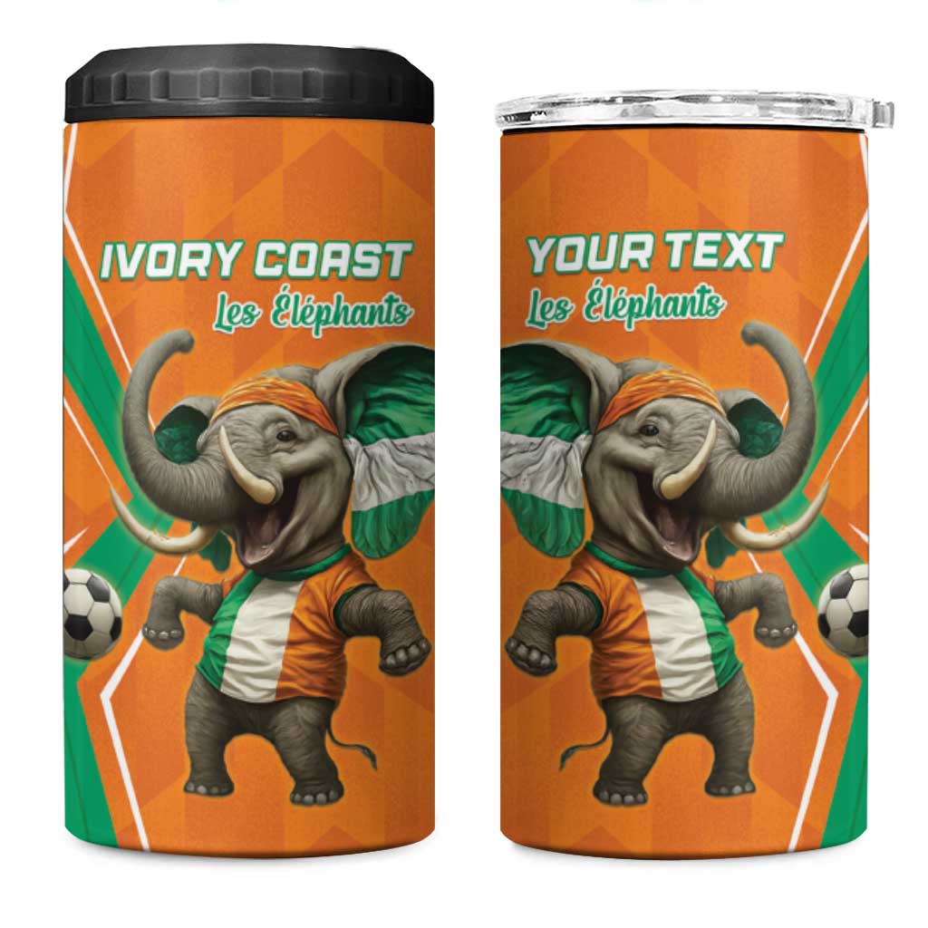 Custom Afro Ivory Coast Football 4 in 1 Can Cooler Tumbler Go Champions