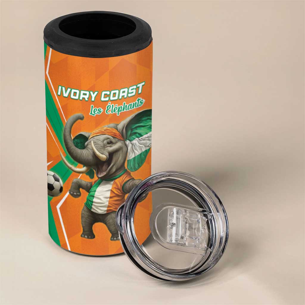 Custom Afro Ivory Coast Football 4 in 1 Can Cooler Tumbler Go Champions