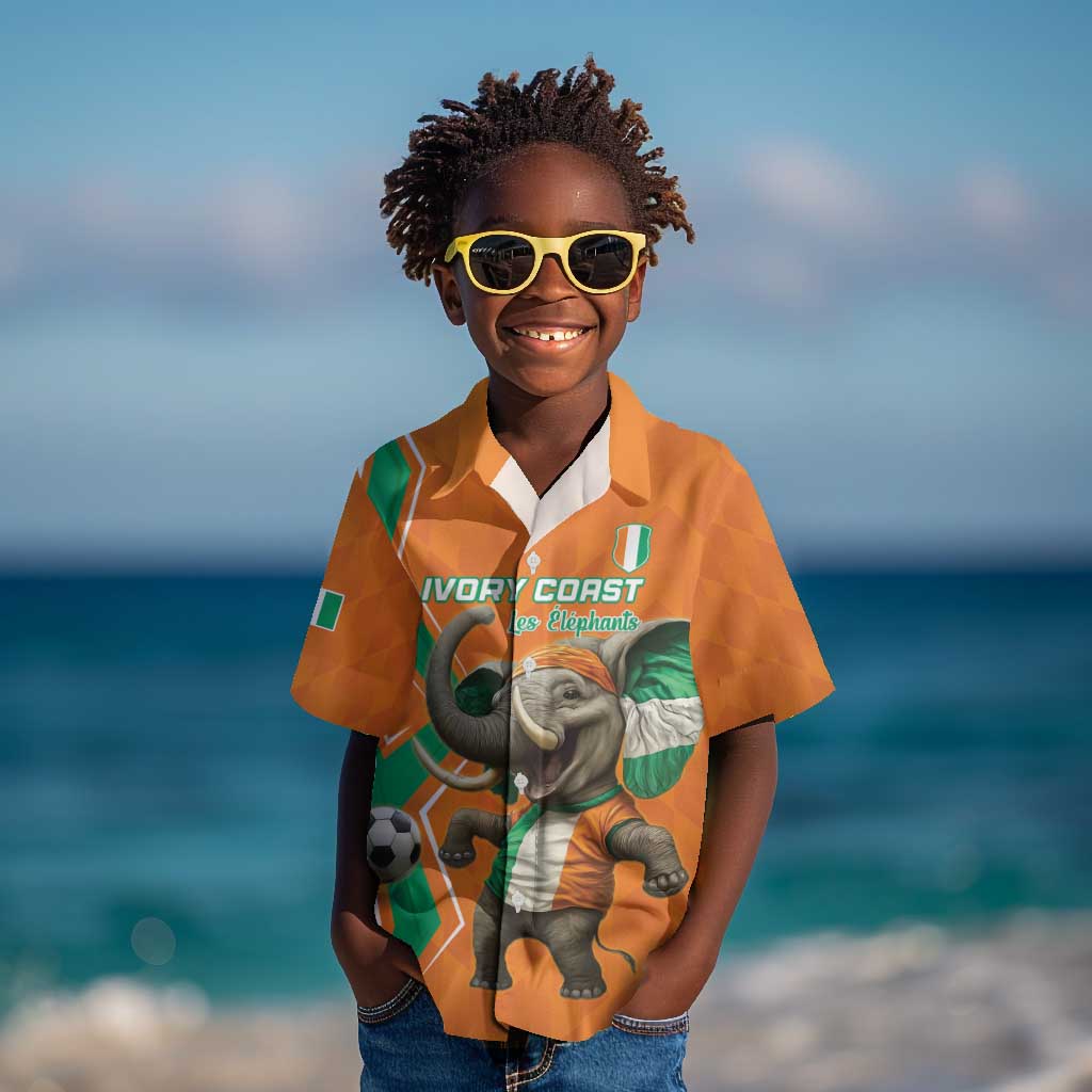 Custom Afro Ivory Coast Football Kid Hawaiian Shirt Go Champions