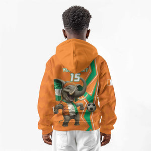 Custom Afro Ivory Coast Football Kid Hoodie Go Champions