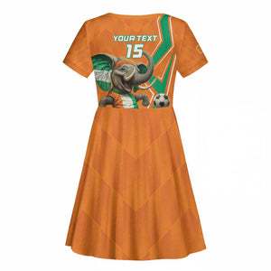 Custom Afro Ivory Coast Football Kid Short Sleeve Dress Go Champions