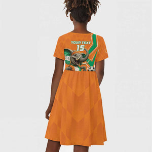 Custom Afro Ivory Coast Football Kid Short Sleeve Dress Go Champions