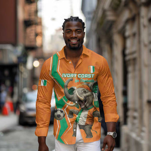 Custom Afro Ivory Coast Football Long Sleeve Button Shirt Go Champions