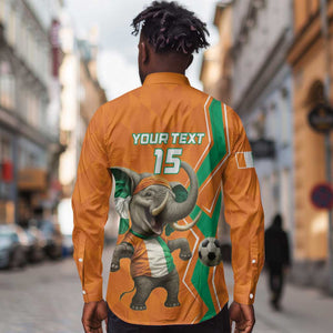 Custom Afro Ivory Coast Football Long Sleeve Button Shirt Go Champions