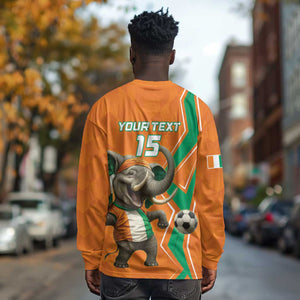 Custom Afro Ivory Coast Football Long Sleeve Shirt Go Champions