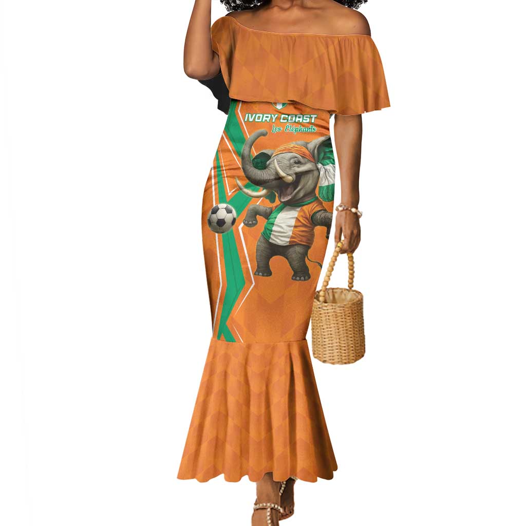 Custom Afro Ivory Coast Football Mermaid Dress Go Champions