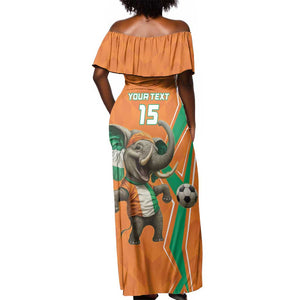 Custom Afro Ivory Coast Football Off Shoulder Maxi Dress Go Champions