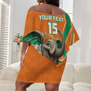 Custom Afro Ivory Coast Football Off Shoulder Short Dress Go Champions