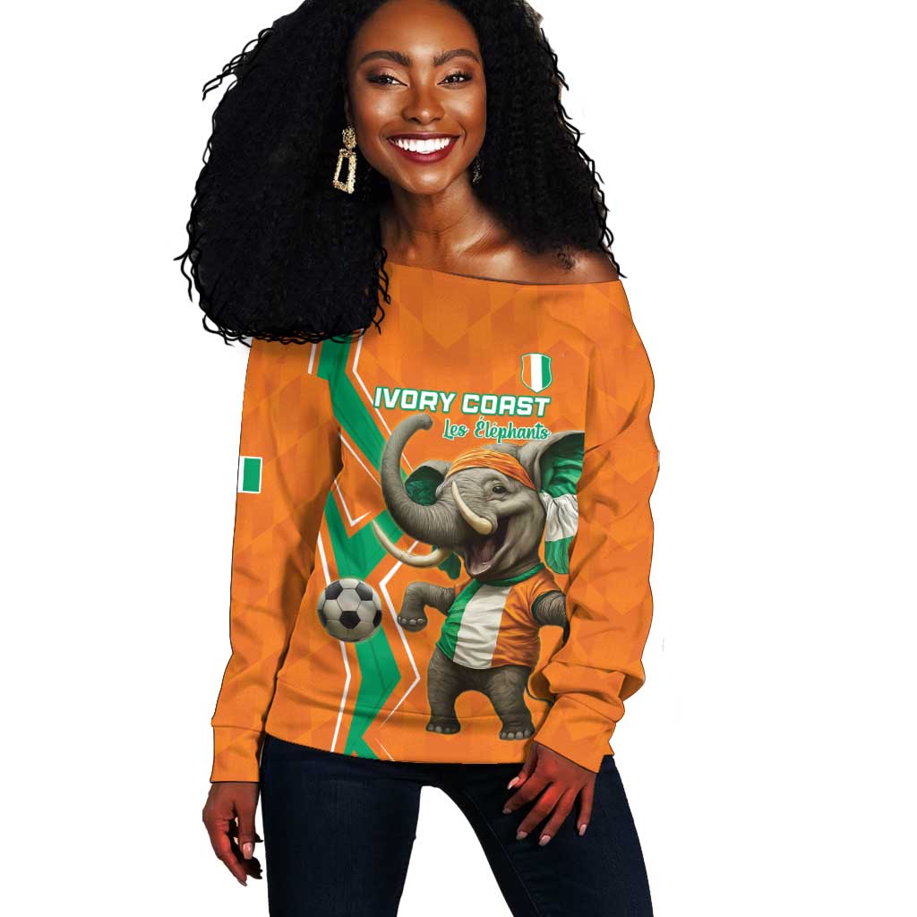 Custom Afro Ivory Coast Football Off Shoulder Sweater Go Champions