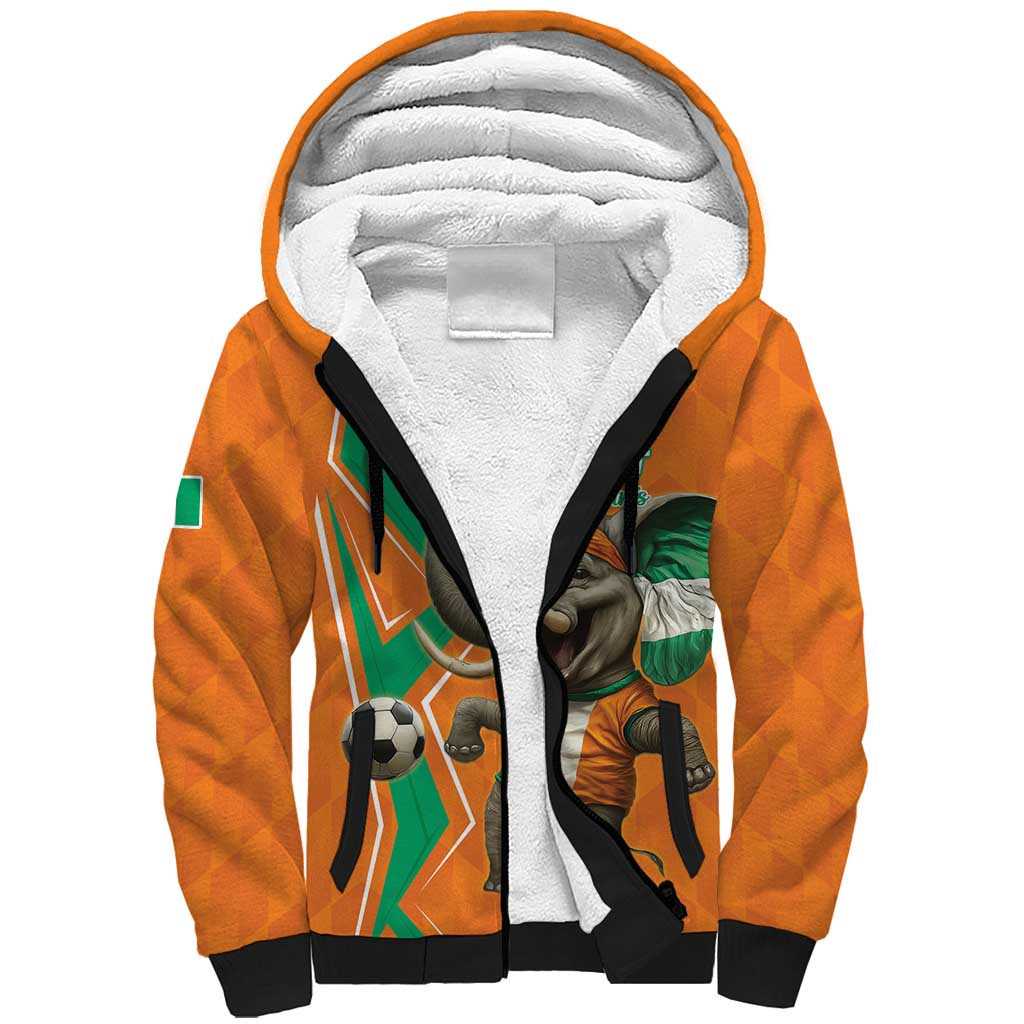 Custom Afro Ivory Coast Football Sherpa Hoodie Go Champions