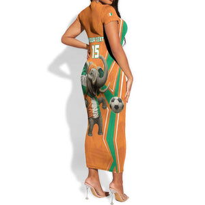 Custom Afro Ivory Coast Football Short Sleeve Bodycon Dress Go Champions