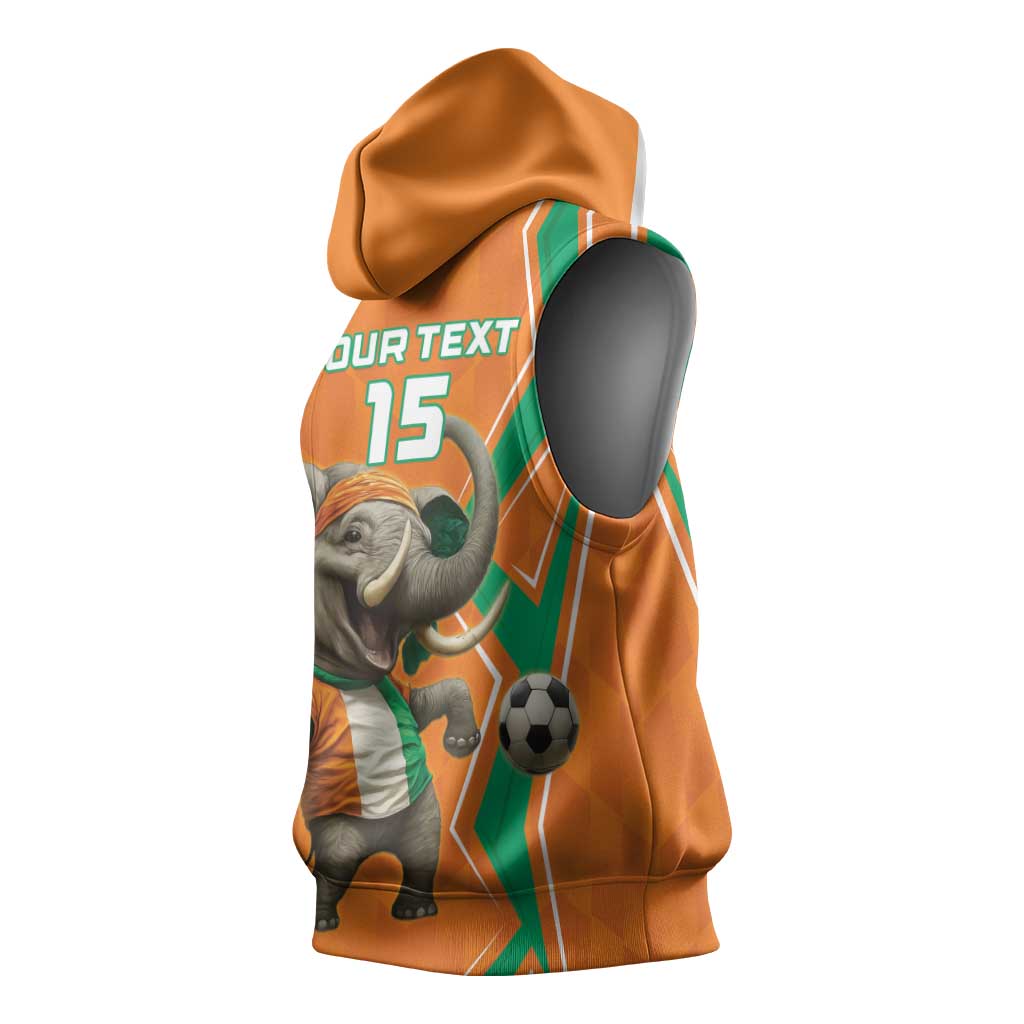 Custom Afro Ivory Coast Football Sleeveless Hoodie Go Champions - African Pride