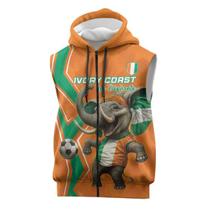 Custom Afro Ivory Coast Football Sleeveless Zip Hoodie Go Champions - African Pride