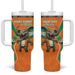 Custom Afro Ivory Coast Football Tumbler With Handle Go Champions
