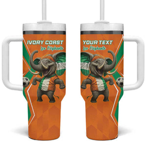 Custom Afro Ivory Coast Football Tumbler With Handle Go Champions