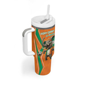 Custom Afro Ivory Coast Football Tumbler With Handle Go Champions