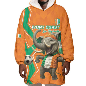 Custom Afro Ivory Coast Football Wearable Blanket Hoodie Go Champions