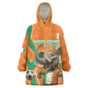 Custom Afro Ivory Coast Football Wearable Blanket Hoodie Go Champions