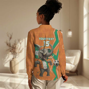 Custom Afro Ivory Coast Football Women Casual Shirt Go Champions