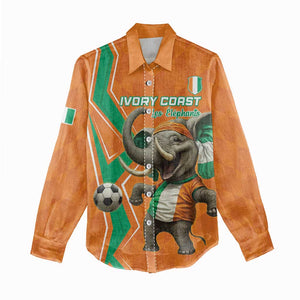 Custom Afro Ivory Coast Football Women Casual Shirt Go Champions