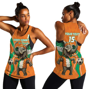 Custom Afro Ivory Coast Football Women Racerback Tank Go Champions