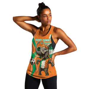 Custom Afro Ivory Coast Football Women Racerback Tank Go Champions