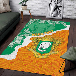 Personalized Afro Ivory Coast Area Rug Coat Of Arms With Kente Pattern