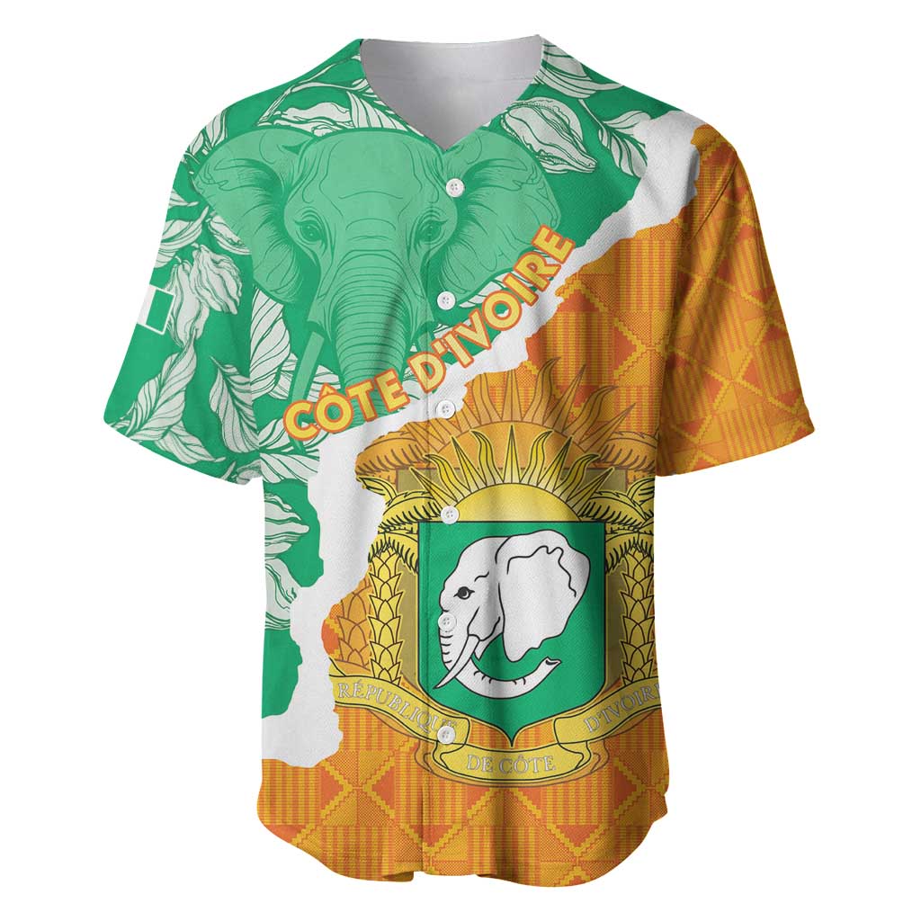 Personalized Afro Ivory Coast Baseball Jersey Coat Of Arms With Kente Pattern