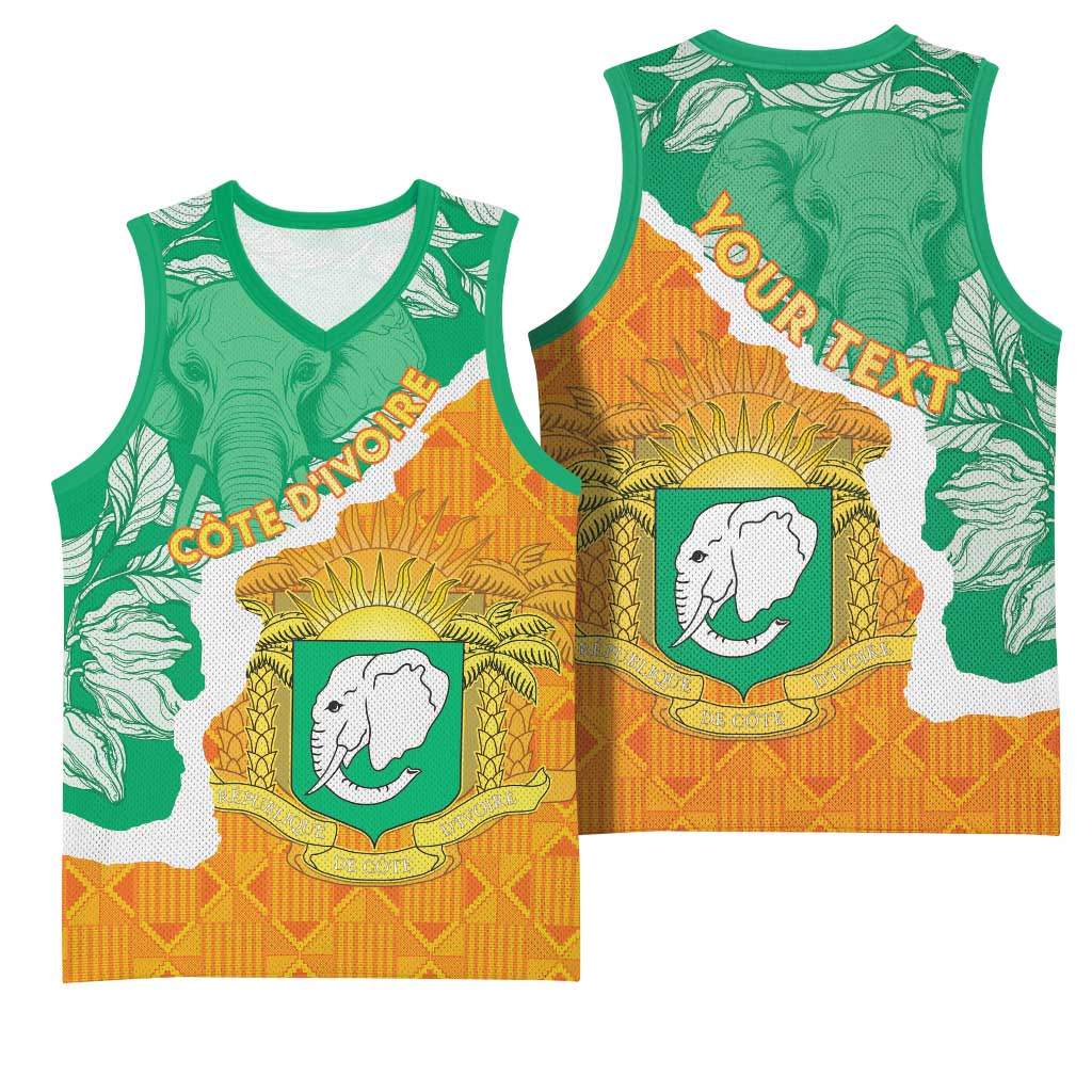 Personalized Afro Ivory Coast Basketball Jersey Coat Of Arms With Kente Pattern LT15