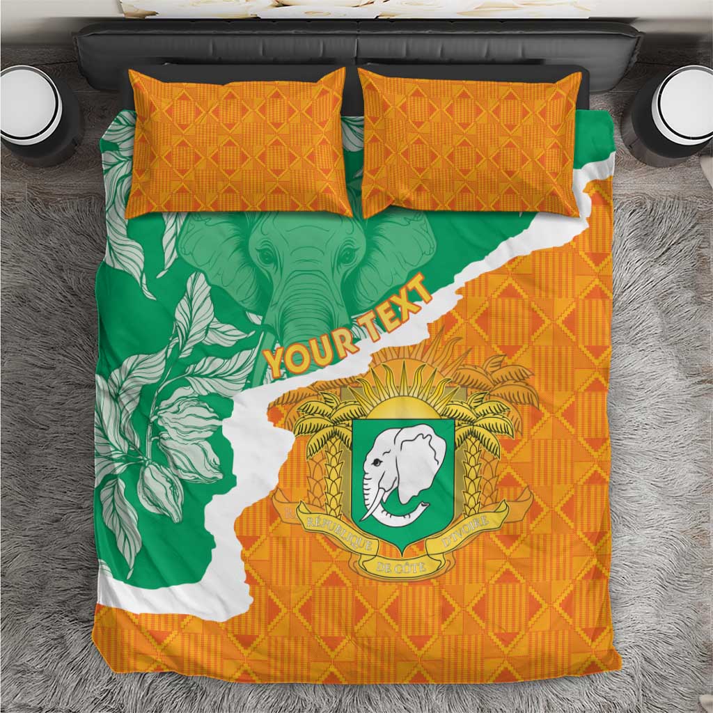 Personalized Afro Ivory Coast Bedding Set Coat Of Arms With Kente Pattern