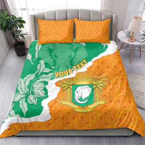 Personalized Afro Ivory Coast Bedding Set Coat Of Arms With Kente Pattern