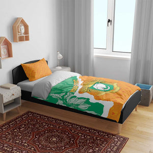 Personalized Afro Ivory Coast Bedding Set Coat Of Arms With Kente Pattern