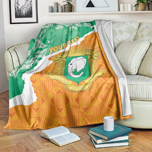 Personalized Afro Ivory Coast Blanket Coat Of Arms With Kente Pattern